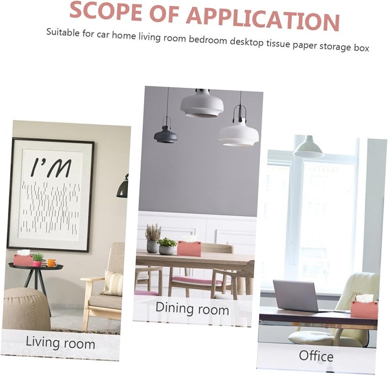 Pink Pu Leather Tissue Box Holder Stylish Napkin Container For Home Office Car - Image 5